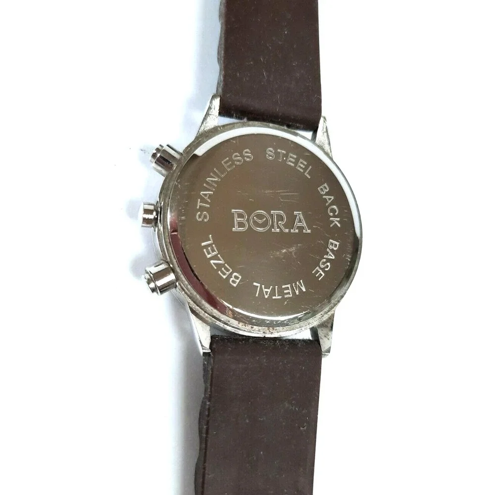 Bora Women's Watch Brown Numbers Silicone‎ Band Quartz Crystal Bezel Pre-owned